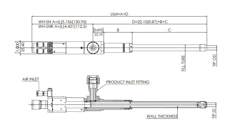 WH-SN / WH-SNR Shutter Nozzle Description